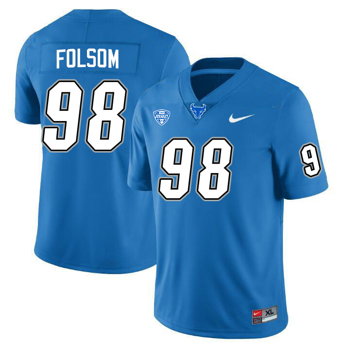 Buffalo Bulls #98 Daishon Folsom College Football Jerseys Stitched Sale-Blue